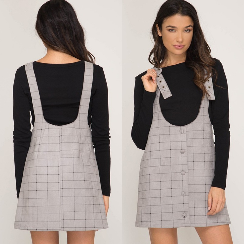 Plaid overall dress so comfy and cute! S - L